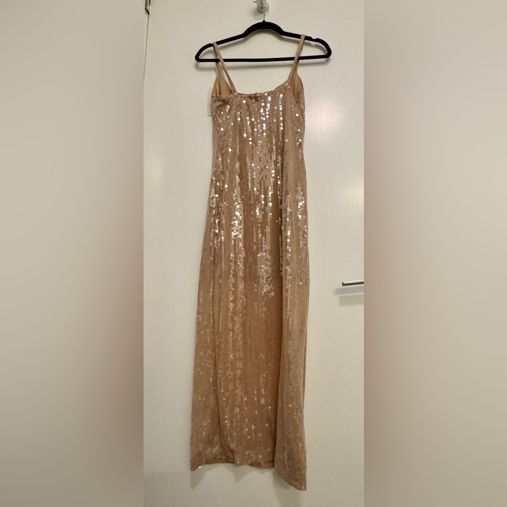 Sequin Midi Dress in Champagne